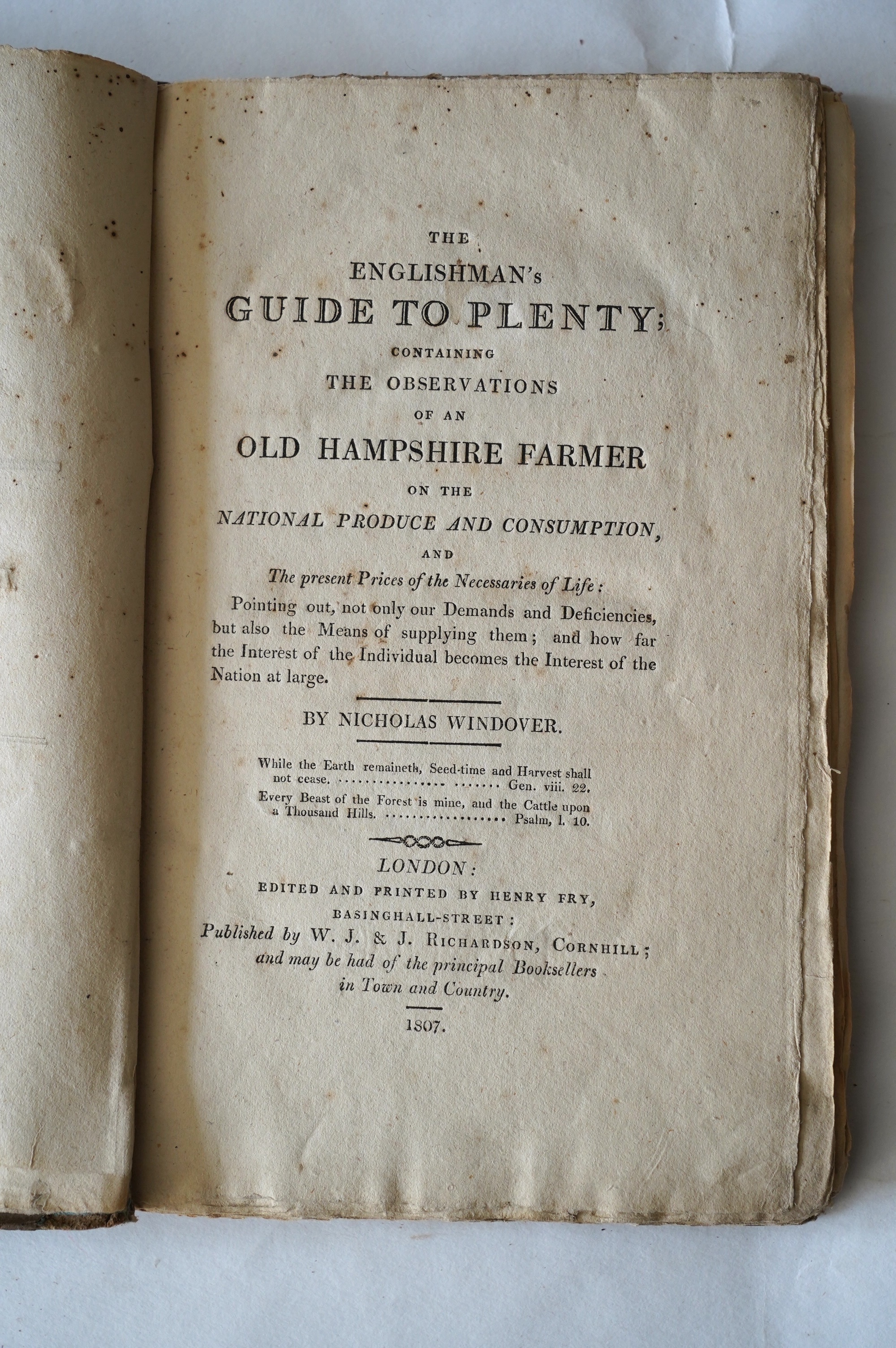 Marshall, William - Minutes, Experiments, Observations...on Agriculture.....in the Southern Counties. new edition. To which is prefixed a Sketch of the Vale of London, and an outline of its rural economy....2 vols. 2 fol